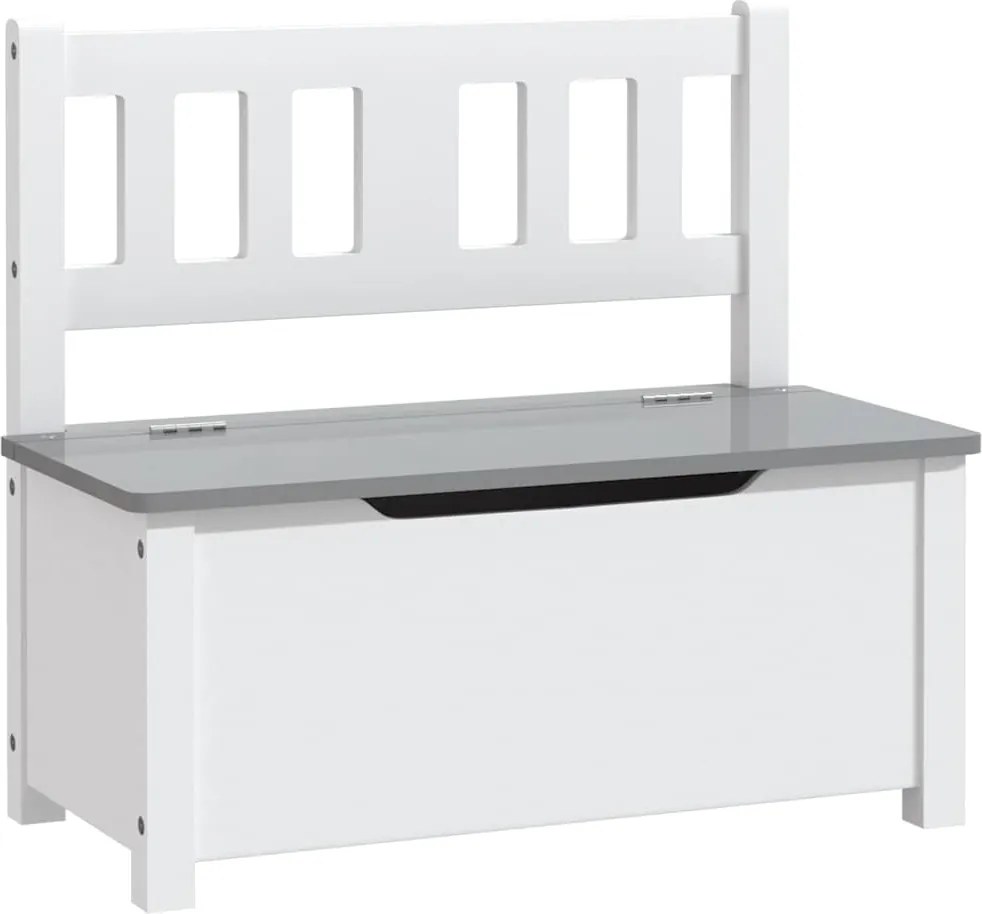 vidaXL fehér-szürke MDF gyermek tárolópad 60 x 30 x 55 cm
