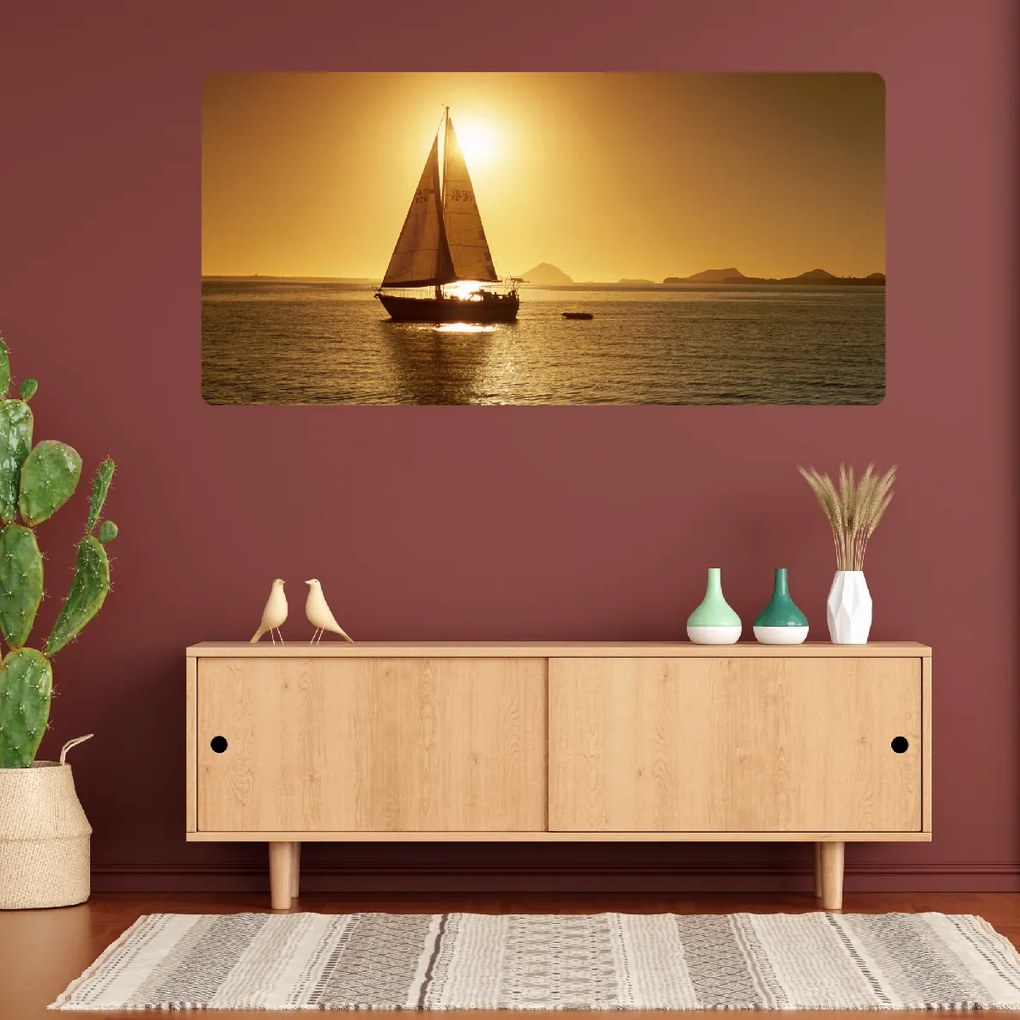 PIPPER. Öntapadós textiltapéta "Vitorlás naplementében"