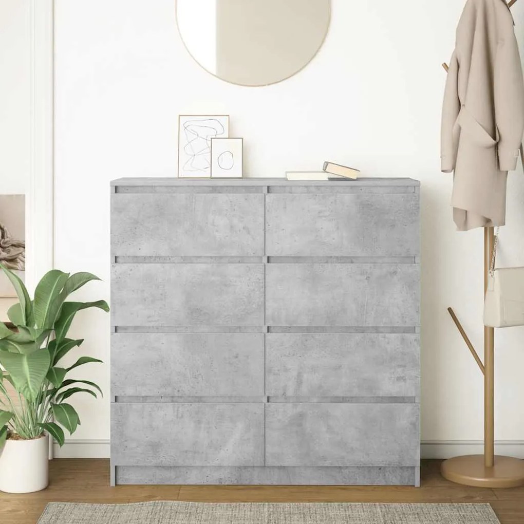 betonszürke szerelt fa tálalószekrény 100x35x99 cm