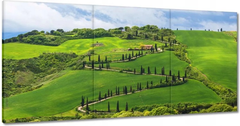 Vászonkép 60x30 Út a mezőkön át Toszkánában