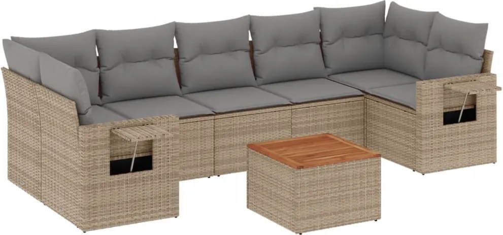 vidaXL 8 részes vegyes bézs polyrattan kerti ülőgarnitúra párnákkal