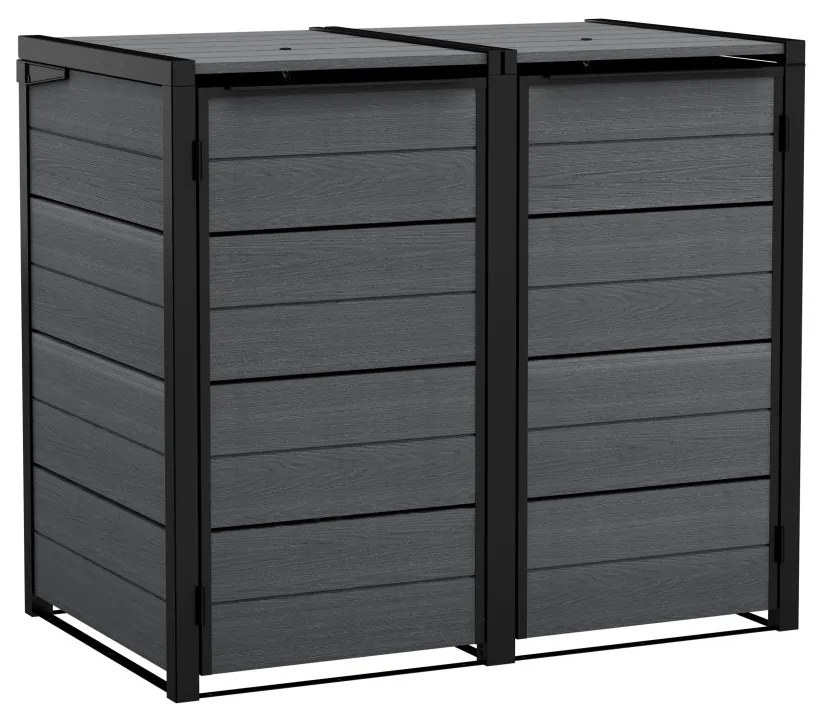 Kerti tároló Keter Hide Away 2x 120 l-es kukákhoz, szürke