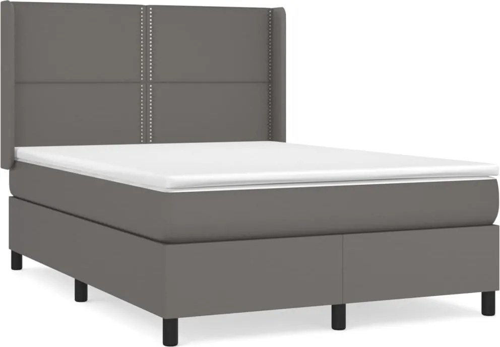 vidaXL szürke műbőr rugós ágy matraccal 140x190 cm