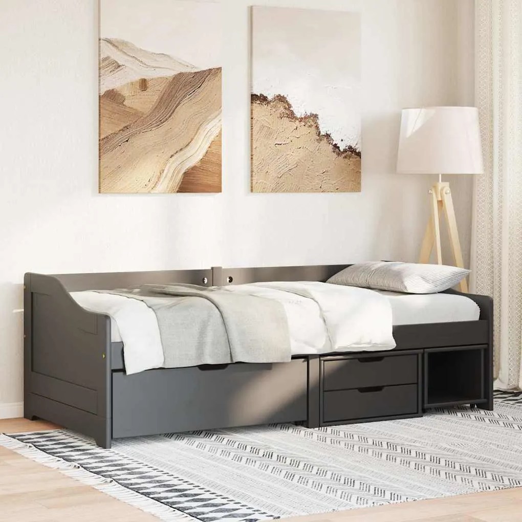 Napozóágy 3 fiókkal matrac nélkül IRUN Fekete 90x200 cm