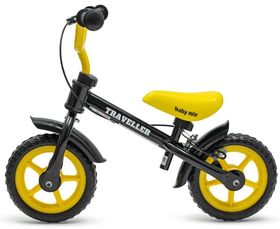 Baby Mix Traveller gyerek egyensúlyi kerékpár fékkel, fekete