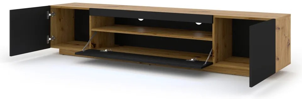 Aura TV Szekrény 200 cm Kézműves Tölgy / Fekete Színben
