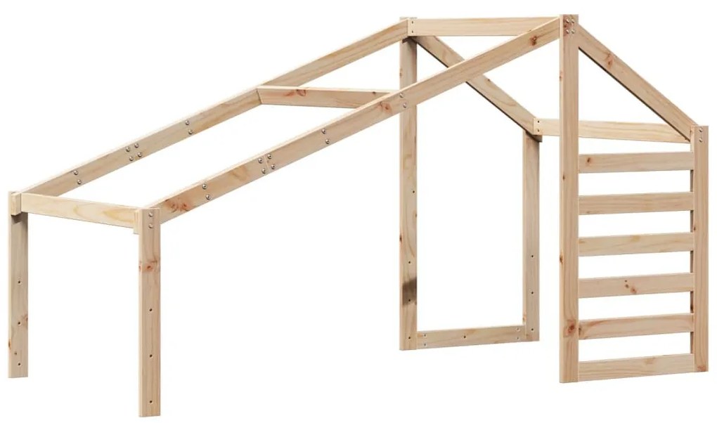 tömör fenyőfa magasított ágy tetővel 75 x 190 cm