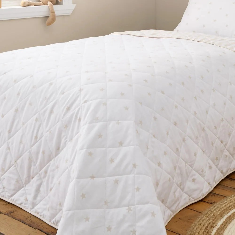 Fehér-bézs pamut steppelt gyerek ágytakaró 135x190 cm Mini Star & Stripes – Bianca