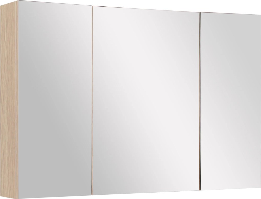 kleankin Tükörrel Ellátott Fürdőszekrény 3 Ajtóval és Magasságban Állítható Polcokkal Modern Stílus 90x60x13.5 cm Tölgy | Aosom