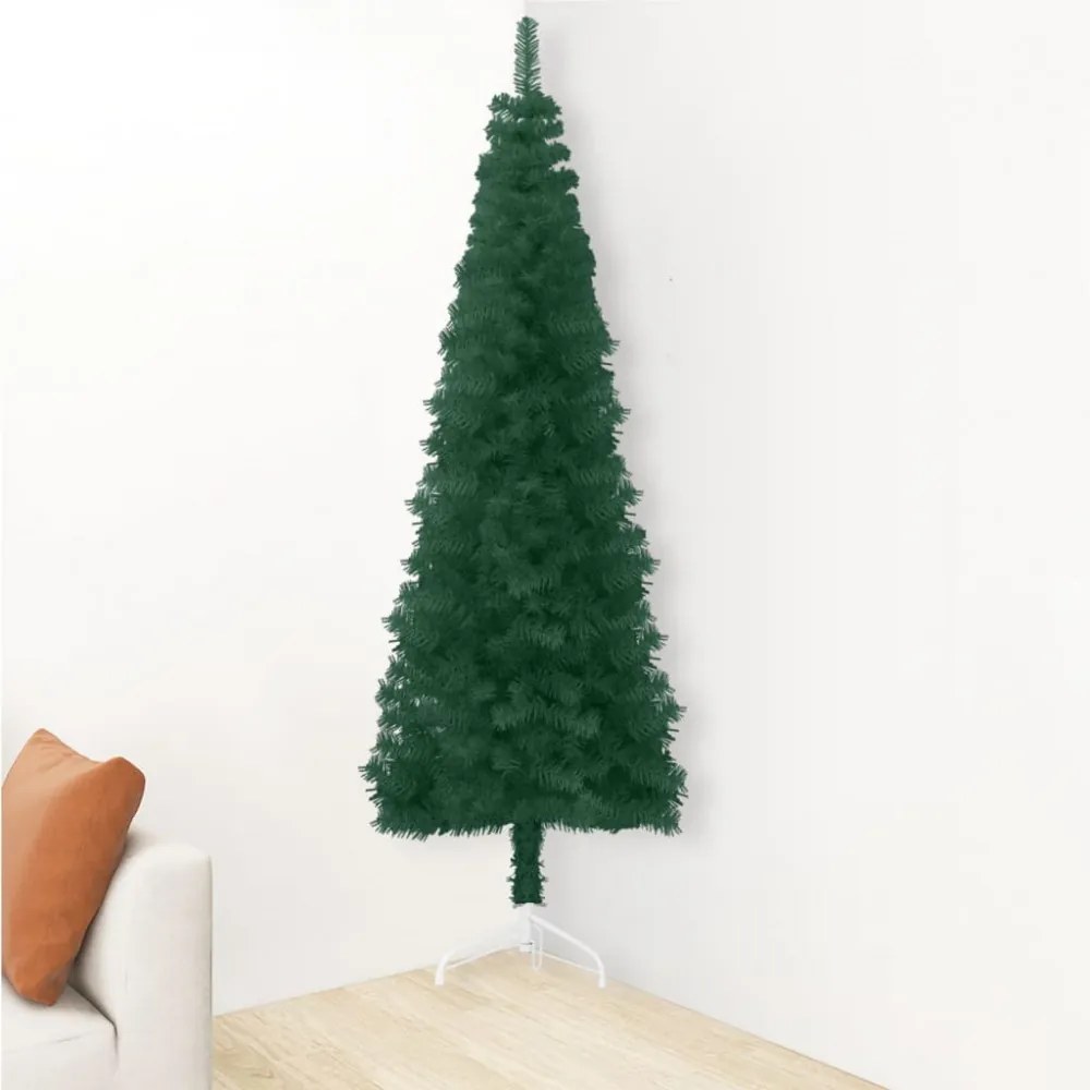 zöld vékony fél műkarácsonyfa állvánnyal 150 cm