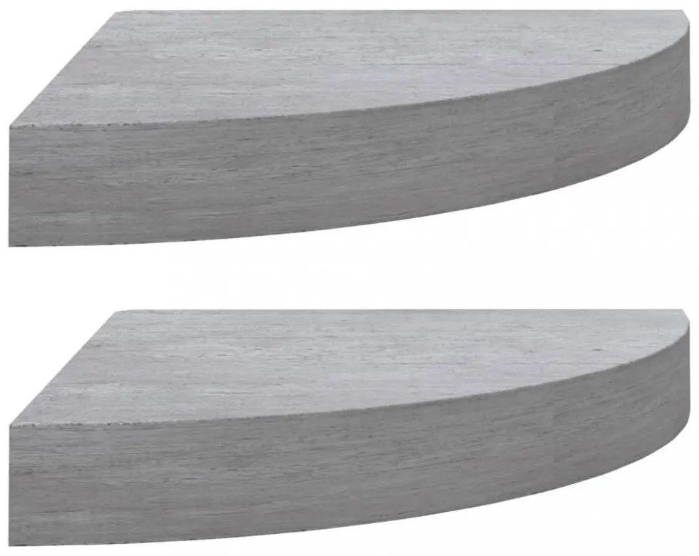 2 db betonszürke MDF fali sarokpolc 35 x 35 x 3,8 cm