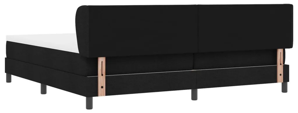 Fekete Box Spring Ágy Mattal, 200x200 cm, Szövet