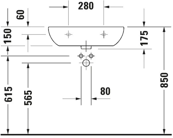 Duravit 23116000702 - Függesztett mosdó D-CODE 60 x 46 cm, kerámia, fényes fehér