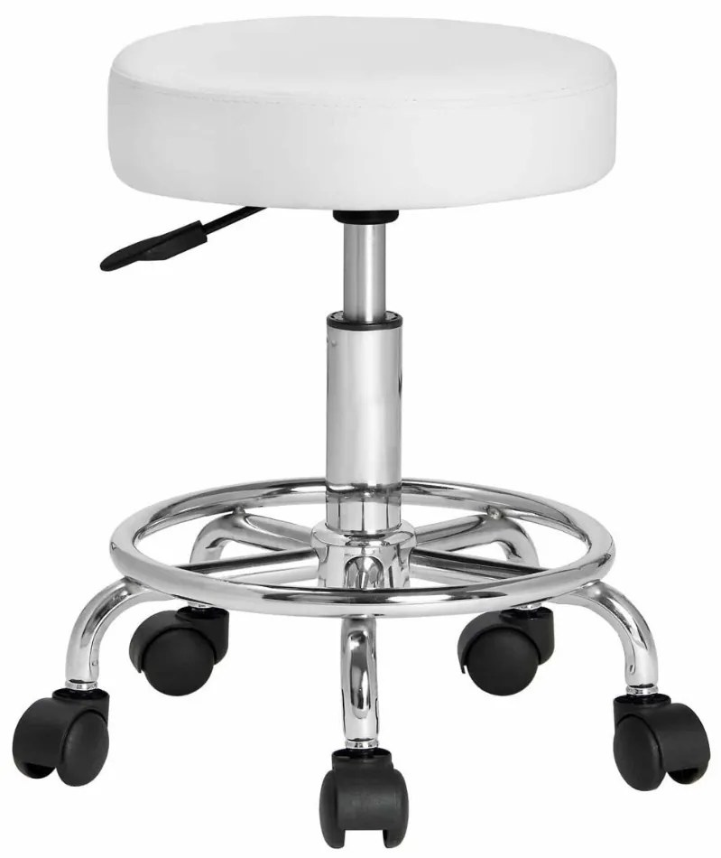 OXANA lábtartós görgős puff, Ø35cm, fehér Casaria