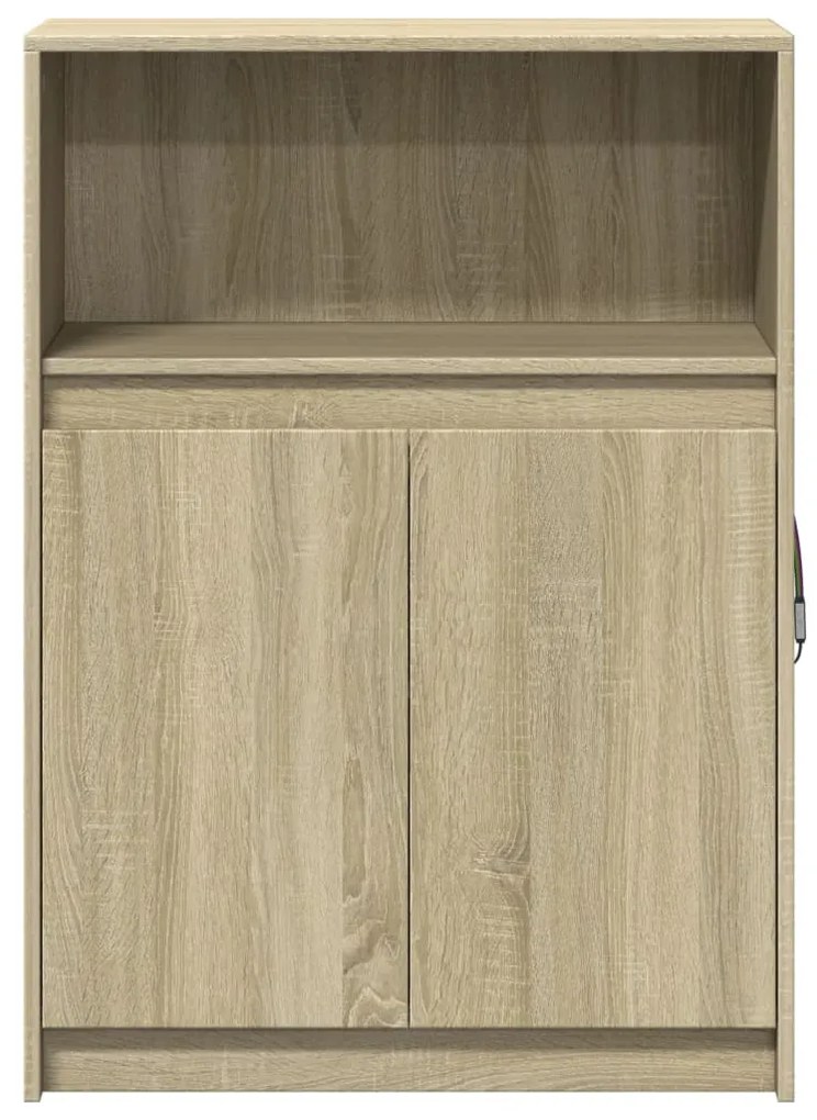 sonoma tölgy szerelt fa tálalószekrény LED-del 72 x 34 x 100 cm
