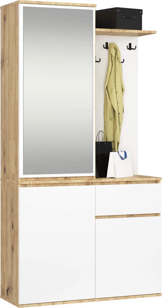 Előszoba Szett Entro Pk Tölgy Artisan Fehér Akd