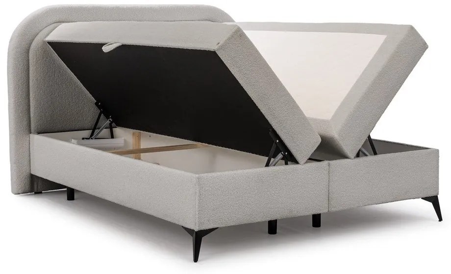 Világosszürke ágyneműtartós boxspring ágy 160x200 cm Ornes – Ropez