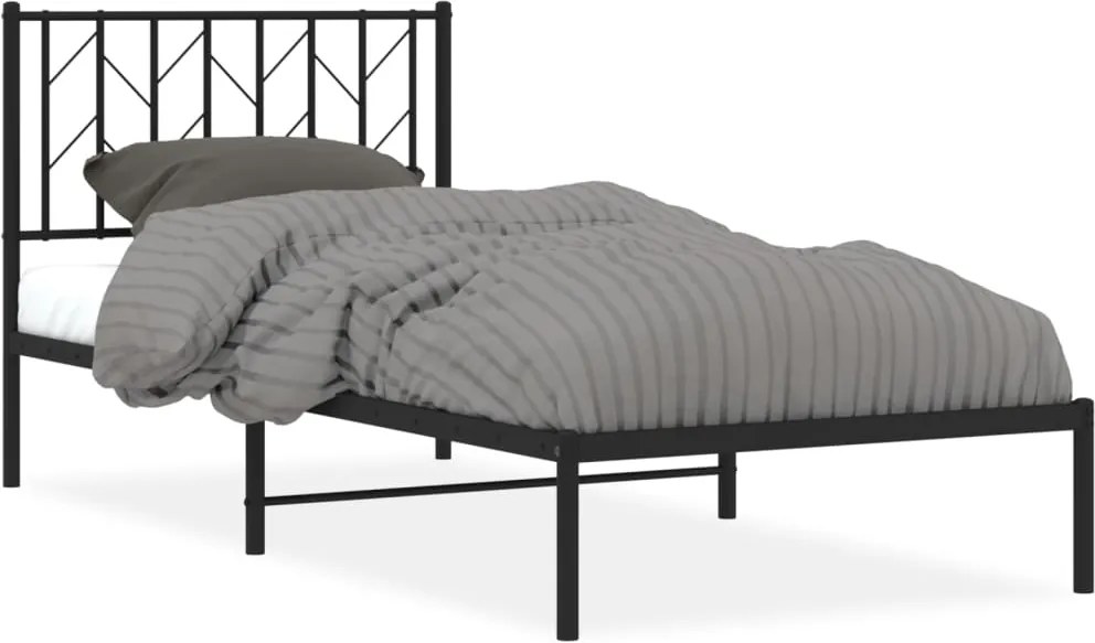 vidaXL fekete fém ágykeret fejtámlával 90 x 190 cm