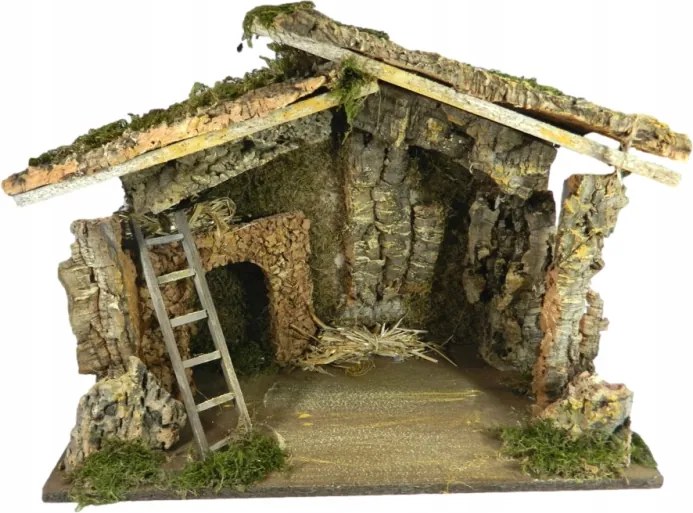 Karácsonyi Betlehem Istálló Dekoráció 50 x 23 x 36 CM Figurákhoz 15-19CM