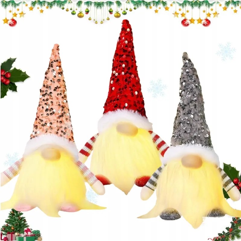 Világító Manó Mikulás Manó Karácsonyi Ajándék 30CM