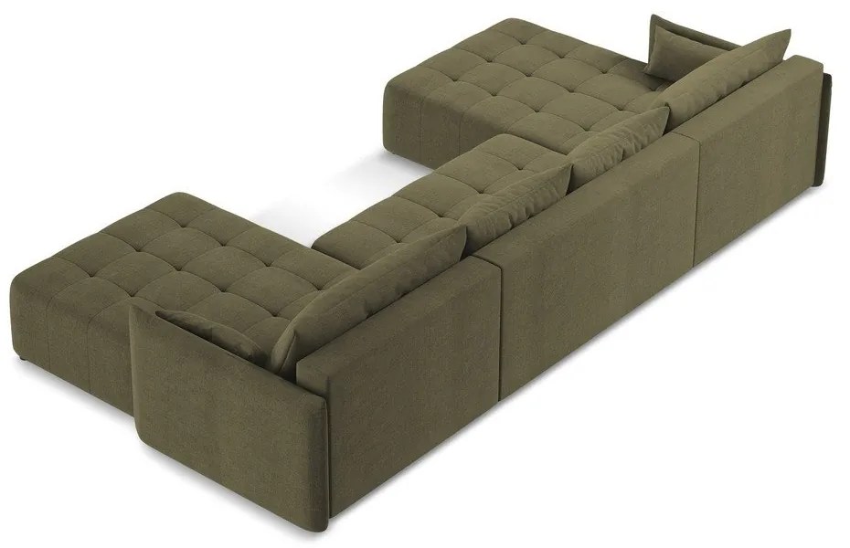 Khaki kinyitható-tárolóhelyes (U alakú) sarokkanapé Moku – Makamii