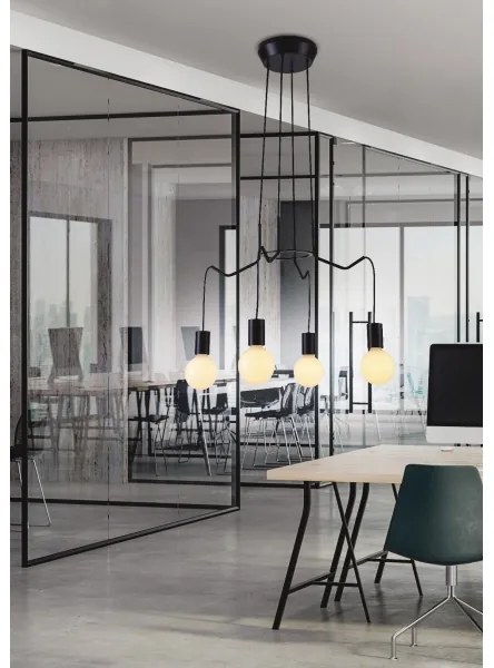 Csillár zsinóron BASSO 4xE27/40W/230V fekete