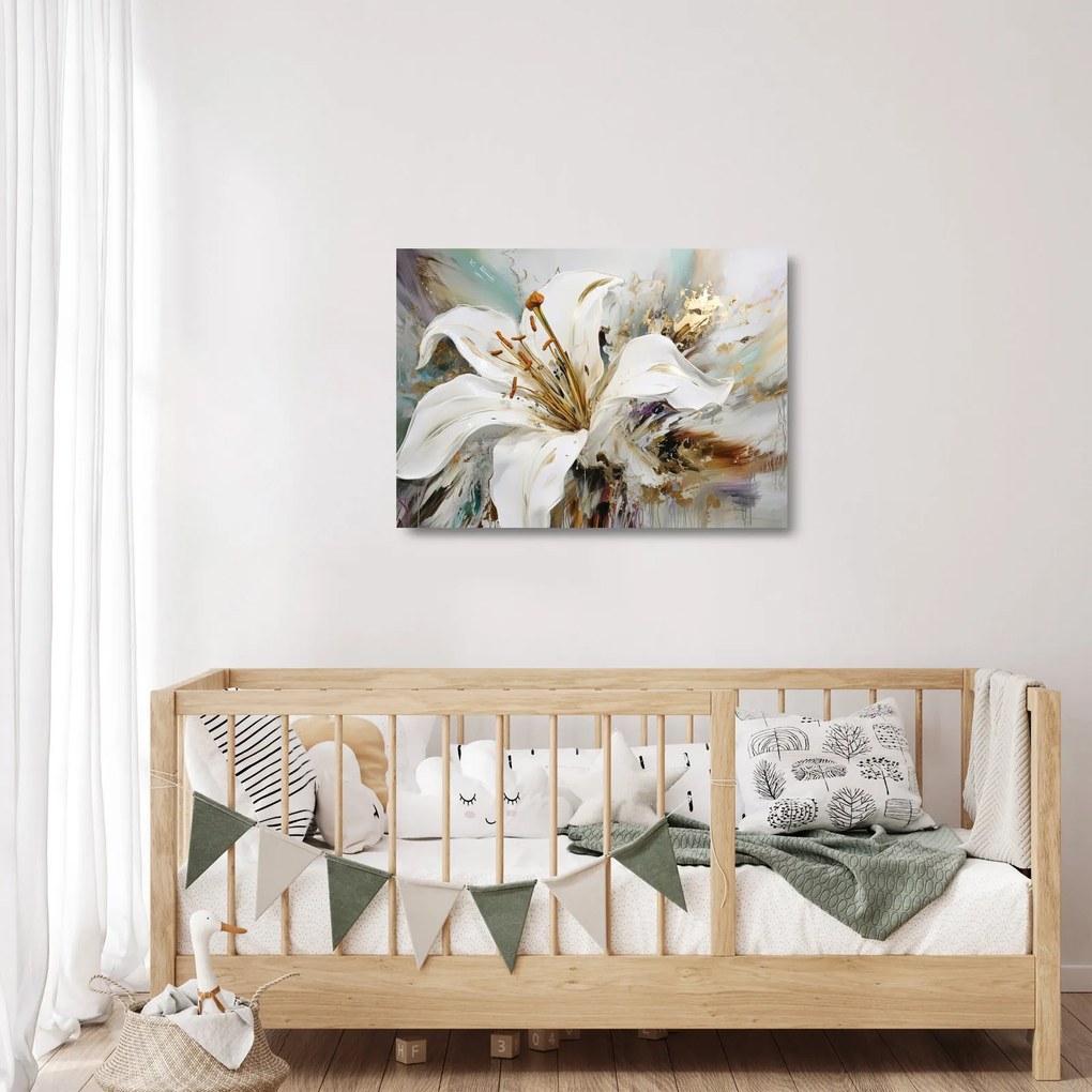 Üveg kép - Absztrakció liliommal (70x50 cm)