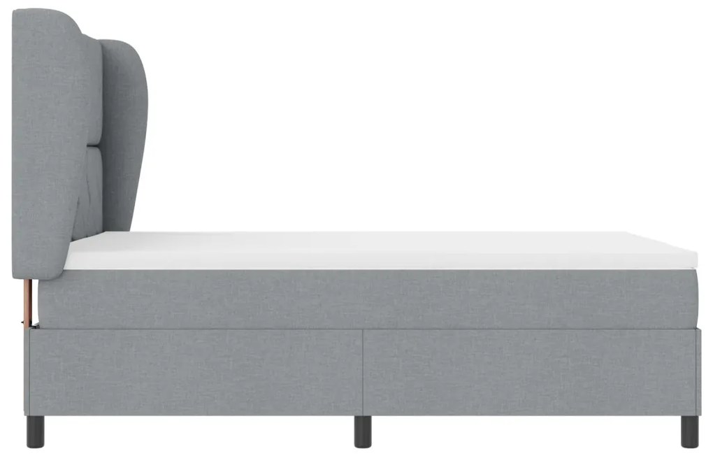 Boxspring Ágy Matracra - Világosszürke, 140x200 cm, Kárpit