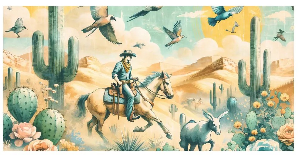 Kép western jelenet lóval
