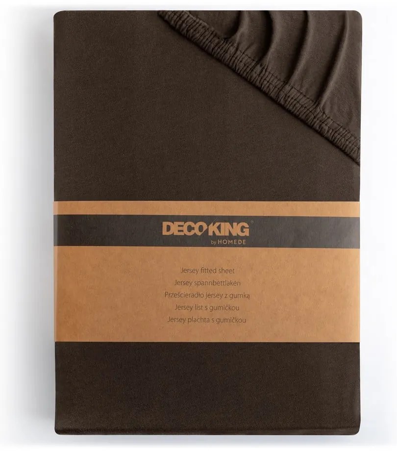 Sötétbarna gumis jersey lepedő 120x200 cm Amber – Restilo