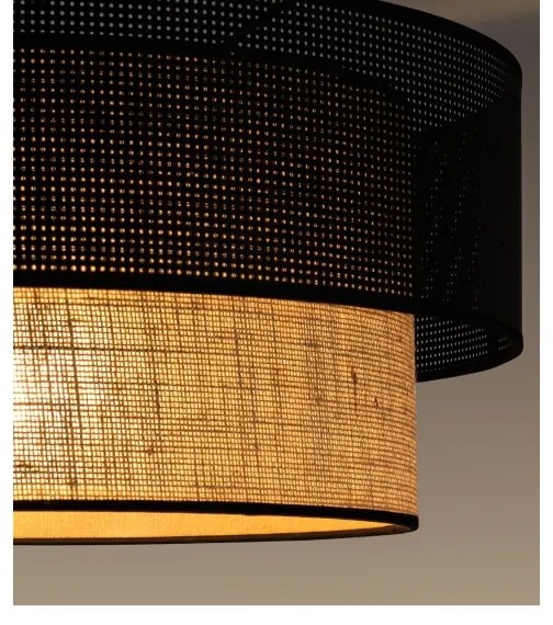 Mennyezeti lámpa BORHO 1xE27/60W/230V átm. 40 cm fekete/juta