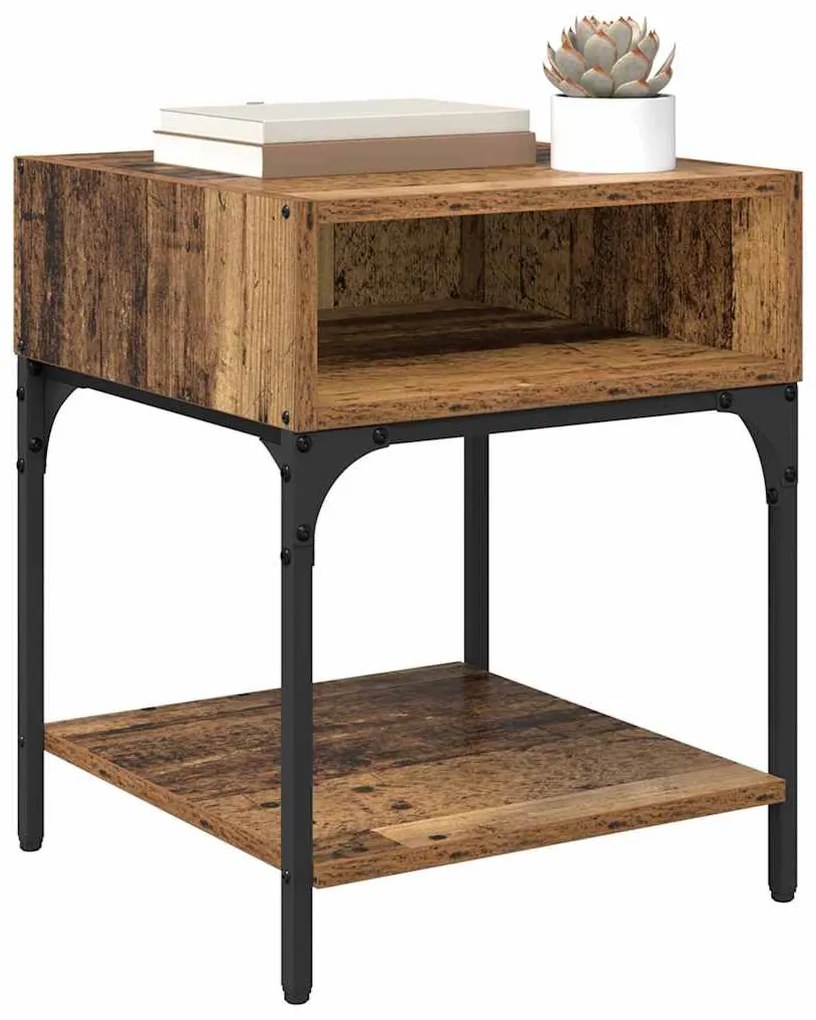 Éjjeli asztal 2 pcs Régi fa 40 x 40 x 50 cm Faanyag