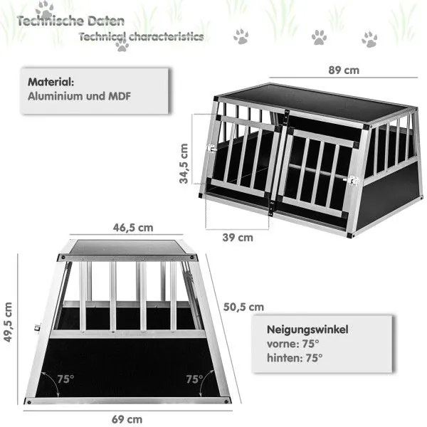 PETSTUFF Kutyaszállító box ALU 89 × 69 × 50 cm 12 kg