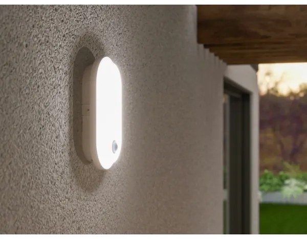 LED kültéri fali lámpatest érzékelővel OVAL LED/10W/230V IP65 fehér