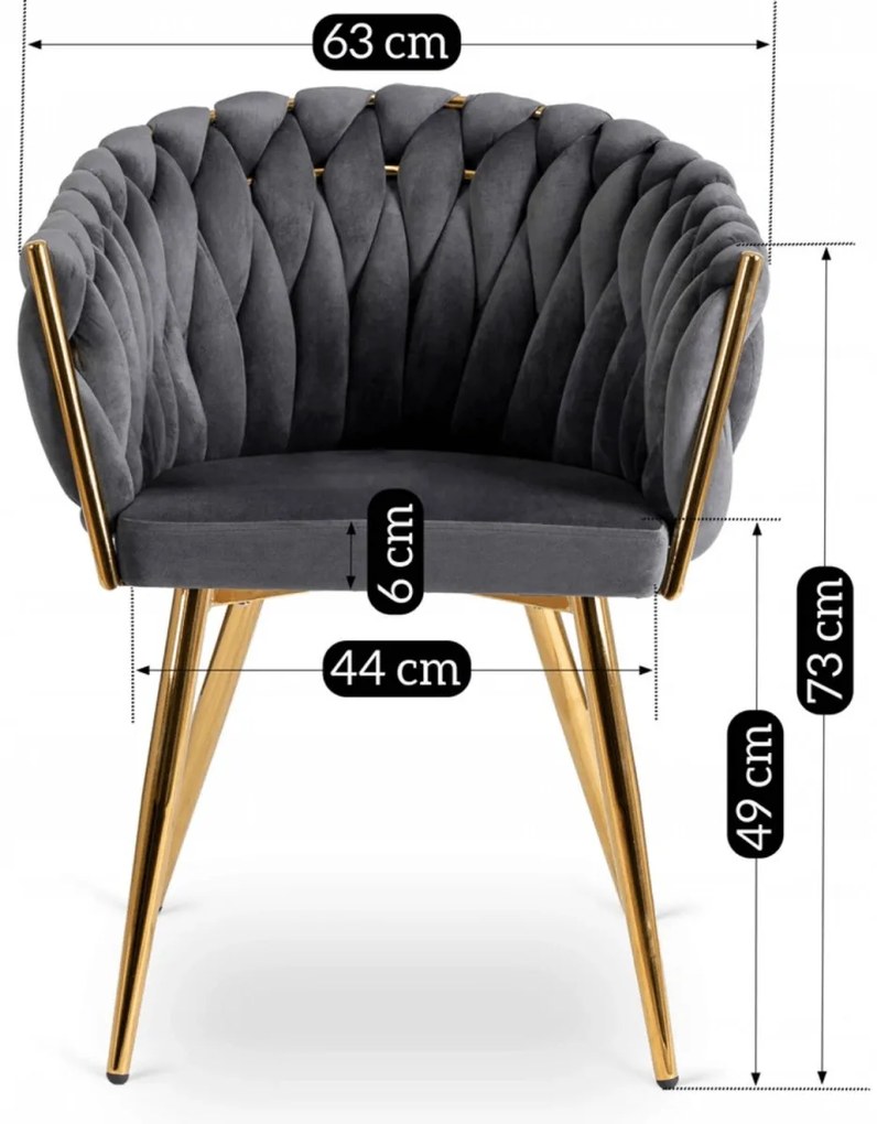 Elegáns Szürke Bársony Étkezőszék Arany Lábbal. CAPI