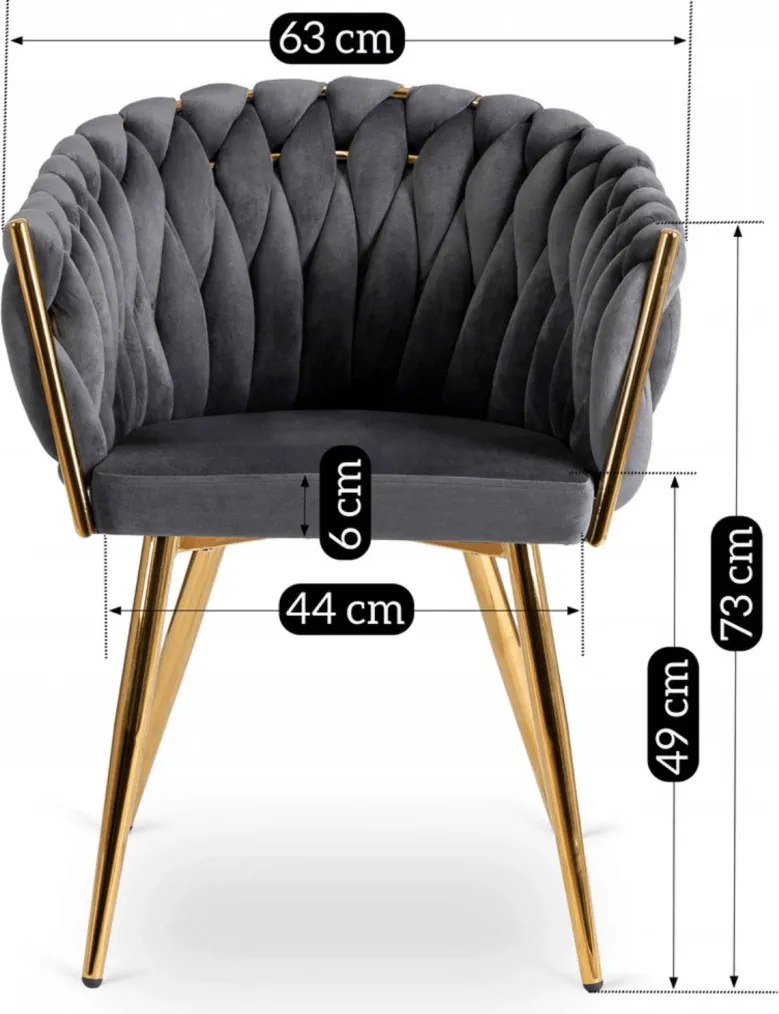 Krzesło CAPI Szare Plecione Welurowe