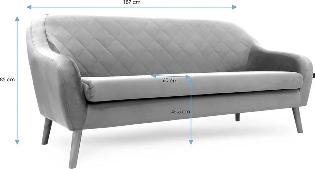 Bézs 3 személyes kanapé CORANTI VELVET