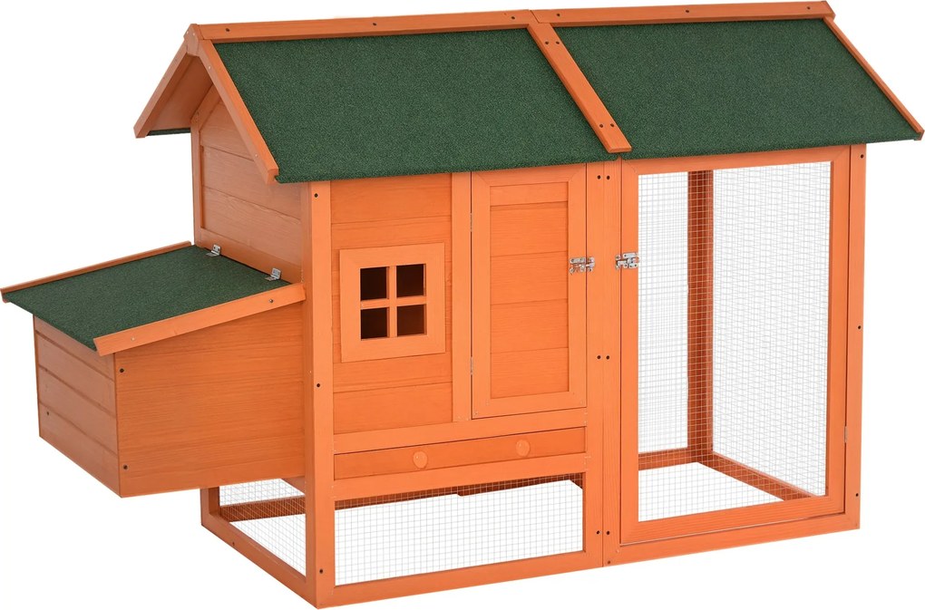 PawHut Előregyártott Fa Tyúkól Fészekboxzal Tojótyúkoknak, Tyúkcserép Levehető Tálcával a Kertbe, 170x74x106 cm | Aosom