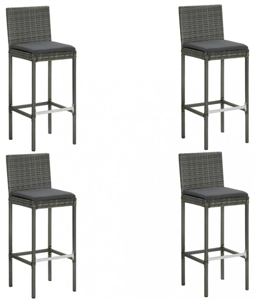 vidaXL 5 részes szürke polyrattan kerti bárszett párnákkal