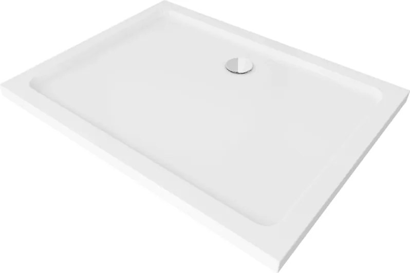 Mexen Flat vékony téglalap alakú zuhanytálca 120 x 80 cm, fehér, króm szifon - 40108012