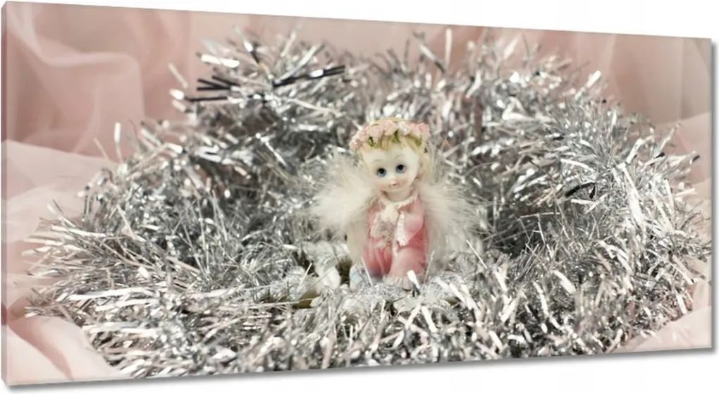 Vászonkép 115x55 Angyalka ezüst szénában