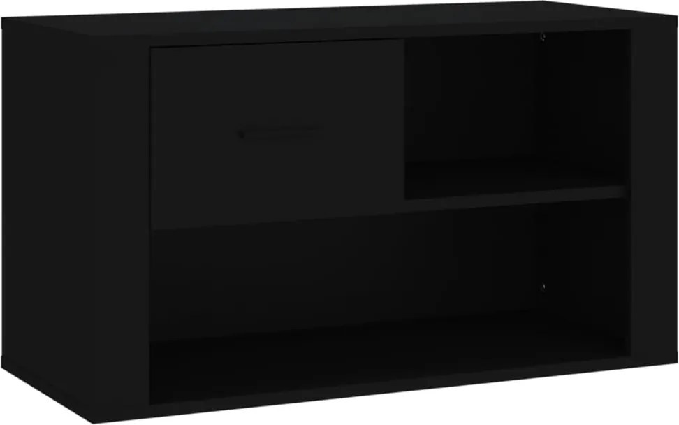 vidaXL fekete szerelt fa cipősszekrény 80x35x45 cm