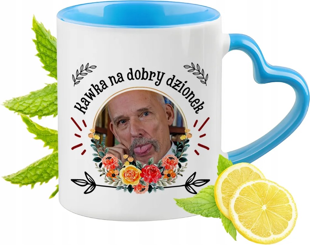 Janusz Corwin-Mikke Kék Bögre Szív Alakú Füllel Ajándék