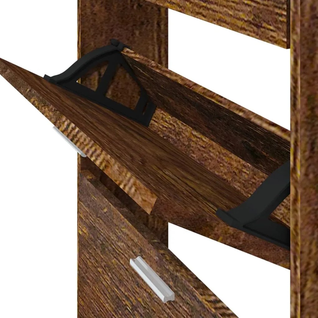 füstös tölgy színű szerelt fa cipősszekrény 59x17x150 cm