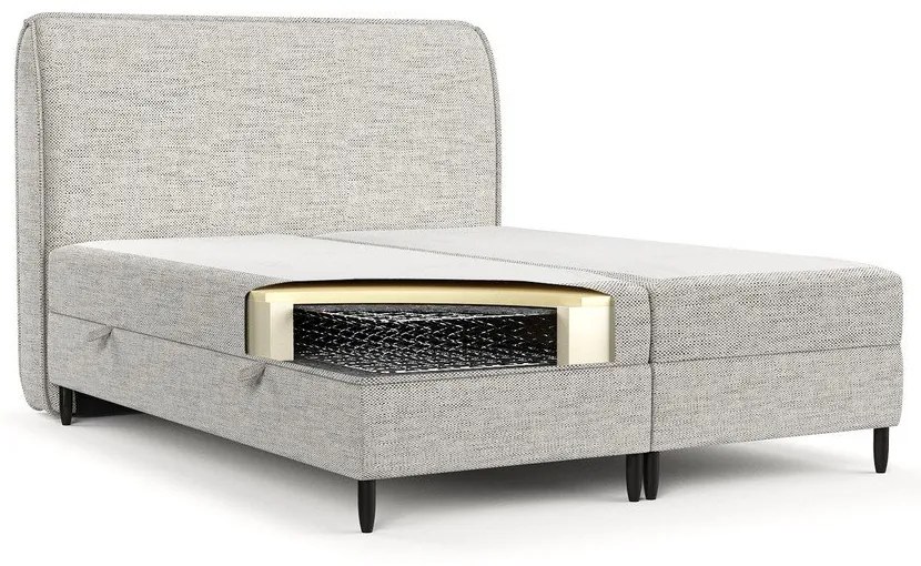 Világosszürke ágyneműtartós boxspring ágy 180x200 cm Melba – Maison de Rêve