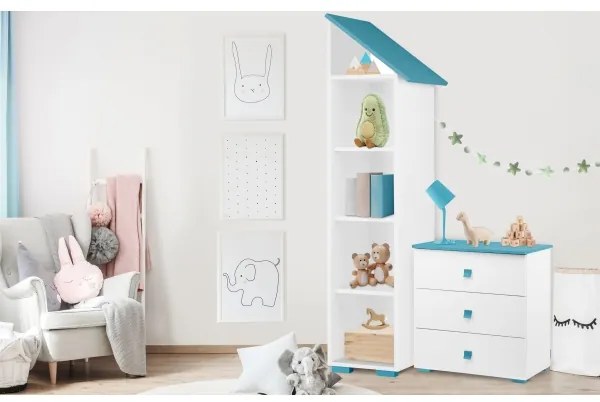 Szekrény PABIS 87x83 cm fehér/kék