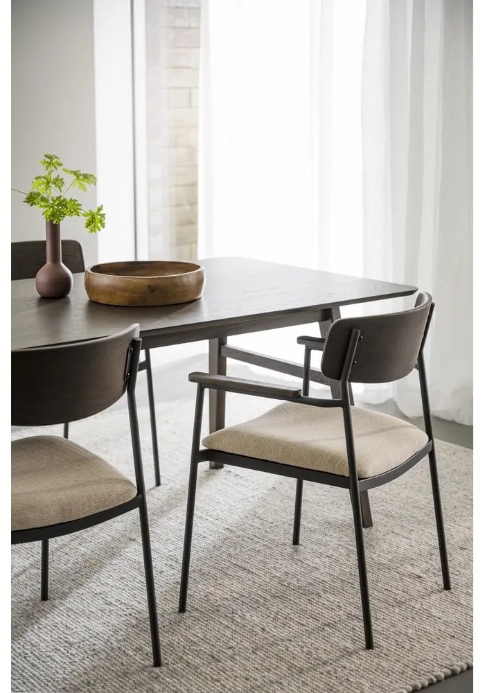 Krémszínű-sötétbarna étkezőszék szett 2 db-os Maymont – Rowico