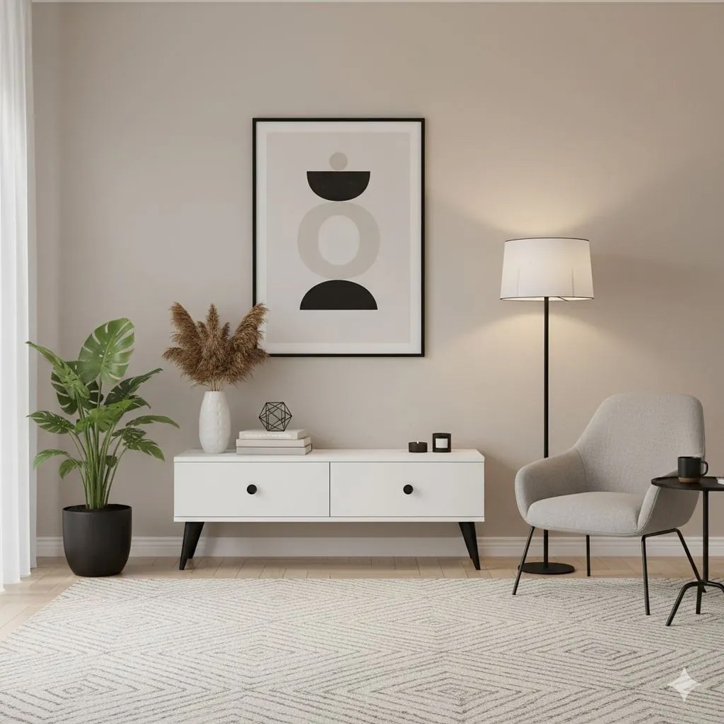 Mona TV-állvány, fehér, 120 cm