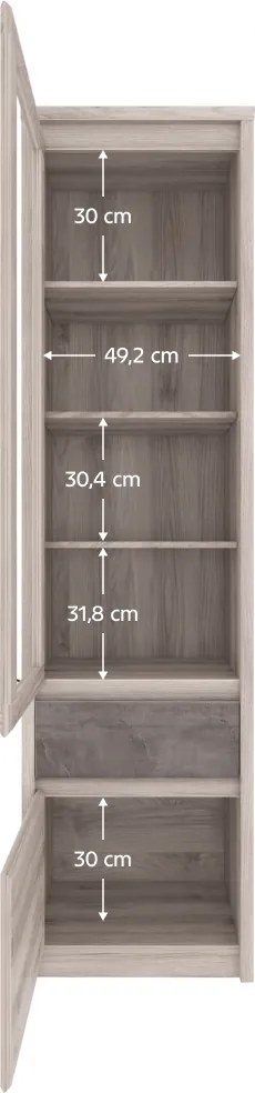 Vitrin 1D1W1S, nairobi gesztenye/onix, JESI NEW