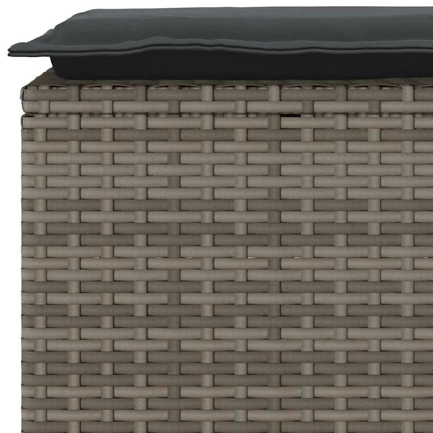 szürke polyrattan kerti pad párnával 116 x 46 x 57 cm